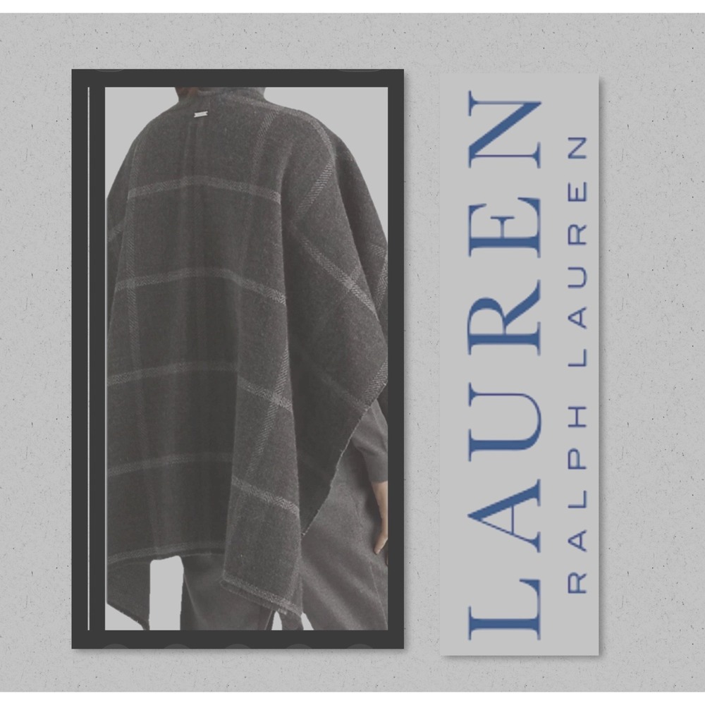 Lauren Ralph Lauren - Black Label - Shawl Sweater Gray One Size Reversible Ruana